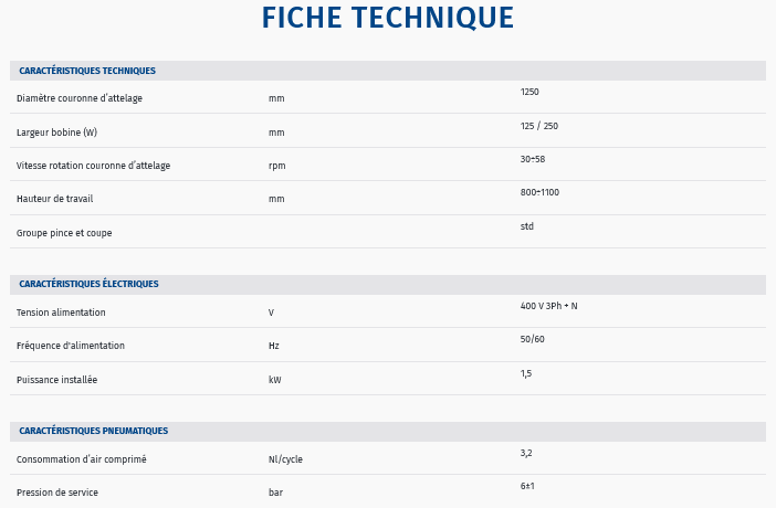 Fiche technique machine horizontale pour film etirable robopac compacta 4