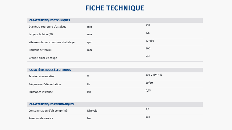 Fiche technique machine horizontale pour film etirable robopac compacta 4