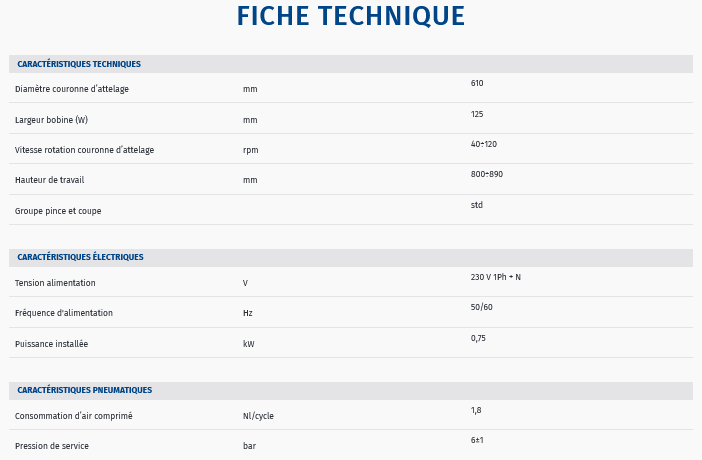 Fiche technique machine horizontale pour film etirable robopac compacta 4