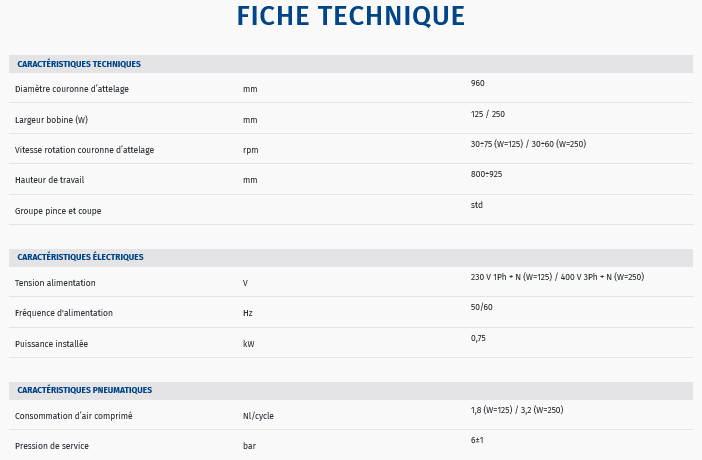 Fiche technique machine horizontale pour film etirable robopac compacta 4